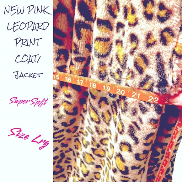 NEW LIGHT PINK LEOPARD PRINT COAT SOFT & COZY SZ LG OPEN CONCEPT & SILKY LINING - Picture 10 of 12